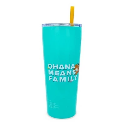 Silver Buffalo Disney Lilo & Stitch Ohana 22oz Stainless Steel Tumbler w/ Straw 3 Silver Buffalo Disney Lilo & Stitch Ohana 22oz Stainless Steel Tumbler w/ Straw