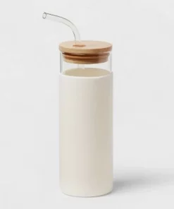 16.9oz Glass Tumbler with Straw & Silicone Sleeve - Threshold™ Asparagus -Water Bottles Sales unnamed file 1122
