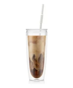 Bodum 24oz Pavina To Go Double Wall Plastic Tumbler with Lid and Straw