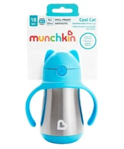 Munchkin Cool Cat Stainless Steel Straw Cup - 8oz Blue -Water Bottles Sales unnamed file 1153