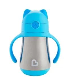 Munchkin Cool Cat Stainless Steel Straw Cup - 8oz Blue -Water Bottles Sales unnamed file 1154