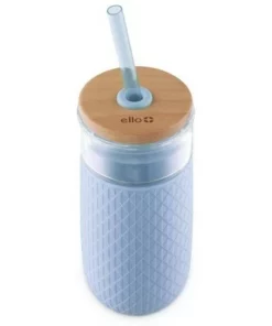 Ello Devon 18oz Glass Tumbler with Lid Purple