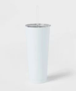 Room Essentials 25oz Double Walled Stainless Steel Vacuum Tumbler with Silicone Lid & Straw White -Water Bottles Sales unnamed file 1301