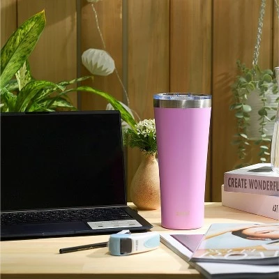 Zak Designs 20 30 oz. Stainless Steel Tumbler Vacuum Insulated Splash-Proof Slide Lid Alpine Travel Tumbler w/ Extra Reusable Straw 4 Zak Designs 20 30 oz. Stainless Steel Tumbler Vacuum Insulated Splash-Proof Slide Lid Alpine Travel Tumbler w/ Extra Reusable Straw - Image 2