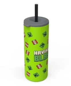 Minecraft 16oz Stainless Steel Double Wall Straw Tumbler - Zak Designs