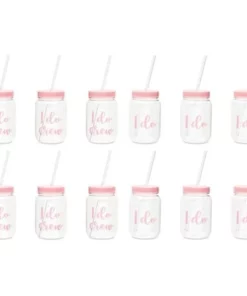 Blue Panda I Do Crew Plastic Mason Jars for Bachelorette Party, Bridal Shower, 12 Piece Set -Water Bottles Sales unnamed file 1417