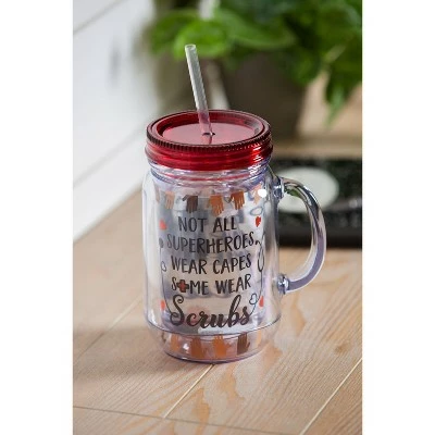 Evergreen Big Heart, Double Wall Mason Jar w/straw, 20 oz. 4 Evergreen Big Heart, Double Wall Mason Jar w/straw, 20 oz. - Image 2