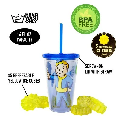 Just Funky Fallout Vault Boy 16oz Carnival Cup w/ Ice Cubes 6 Just Funky Fallout Vault Boy 16oz Carnival Cup w/ Ice Cubes - Image 4