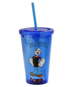 Silver Buffalo Popeye The Sailor Man TV Show Theme Blow Me Down 16 Ounce Tumbler
