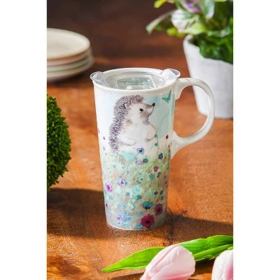 Evergreen Ceramic Travel Cup, 17 OZ. ,w/box and Tritan Lid, Headgehog in the meadow 9 Evergreen Ceramic Travel Cup, 17 OZ. ,w/box and Tritan Lid, Headgehog in the meadow - Image 7