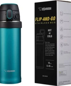 Zojirushi 16oz Flip-and-Go Stainless Steel Travel Mug SM-QHE48 - Teal -Water Bottles Sales unnamed file 2323