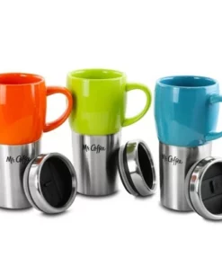 Mr. Coffee 16oz 3pk Stainless Steel Traverse Colorful Travel Mugs with Lids