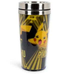 Just Funky Pokemon Lenticular Pikachu 16oz Travel Coffee Mug Tumbler w/ Non-Spill Metal Lid