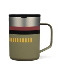 Corkcicle Disney Star Wars 16 Ounce Coffee Mug Triple Insulated Stainless Steel Cup with Clear Lid and Silicone Bottom for Hot Drinks, Boba Fett