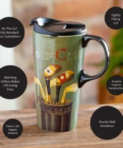Evergreen Beautiful Golf Club Ceramic Travel Cup with Lid - 5 x 4 x 7 Inches -Water Bottles Sales unnamed file 2484