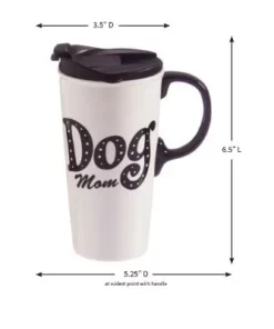 Evergreen Ceramic Travel Cup w/Box, 17 oz., Dog Mom