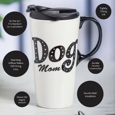 Evergreen Ceramic Travel Cup w/Box, 17 oz., Dog Mom 6 Evergreen Ceramic Travel Cup w/Box, 17 oz., Dog Mom - Image 4