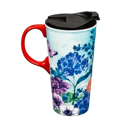 Evergreen Beautiful Through the Garden Gate Ceramic Travel Cup - 5 x 7 x 4 Inches 4 Evergreen Beautiful Through the Garden Gate Ceramic Travel Cup - 5 x 7 x 4 Inches - Image 2