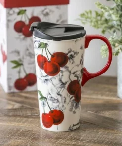 Evergreen Ceramic Travel Cup, 17 OZ. ,w/box, Home Sweet Home -Water Bottles Sales unnamed file 2545