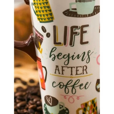 Evergreen Ceramic Travel Cup, 17 OZ.,w/box and Tritan Lid, Life Begins After Coffee 5 Evergreen Ceramic Travel Cup, 17 OZ.,w/box and Tritan Lid, Life Begins After Coffee - Image 3