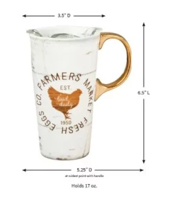 Evergreen Ceramic Travel Cup w/box and Triton Lid, 17 OZ., Farmers Market