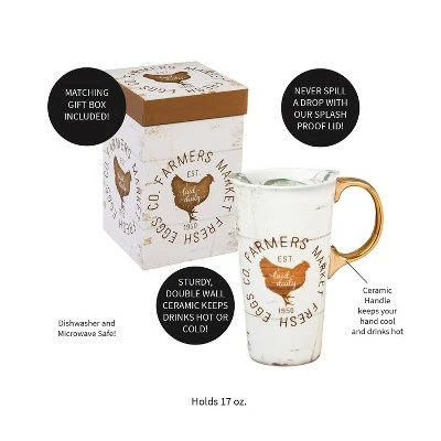 Evergreen Ceramic Travel Cup w/box and Triton Lid, 17 OZ., Farmers Market 5 Evergreen Ceramic Travel Cup w/box and Triton Lid, 17 OZ., Farmers Market - Image 3