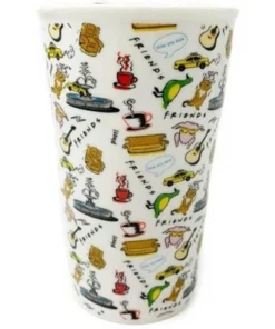 Silver Buffalo Friends Toss Print 10oz Ceramic Travel Mug