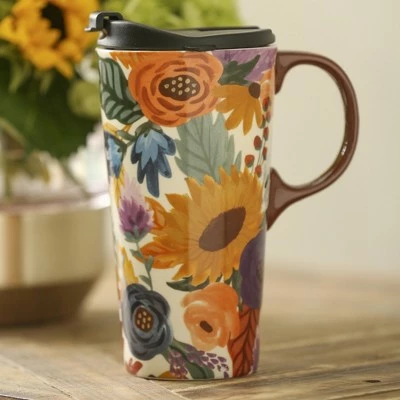 Evergreen Ceramic Travel Cup, 17 OZ. ,w/box and Tritan Lid, Harvest Garden 4 Evergreen Ceramic Travel Cup, 17 OZ. ,w/box and Tritan Lid, Harvest Garden - Image 2