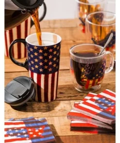 Evergreen Beautiful Liberty Ceramic Travel Cup with Lid - 5 x 4 x 7 Inches -Water Bottles Sales unnamed file 2593