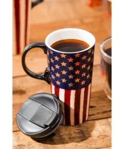 Evergreen Beautiful Liberty Ceramic Travel Cup with Lid - 5 x 4 x 7 Inches -Water Bottles Sales unnamed file 2595