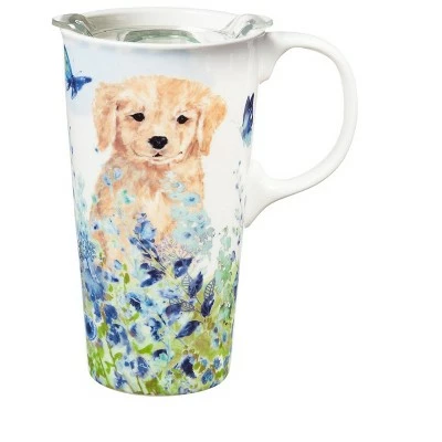 Evergreen Ceramic Travel Cup, 17 OZ. ,w/box and Tritan Lid, Puppies in the meadow 7 Evergreen Ceramic Travel Cup, 17 OZ. ,w/box and Tritan Lid, Puppies in the meadow - Image 5