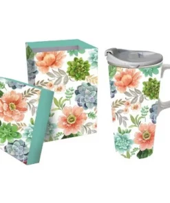 Evergreen Ceramic Travel Cup w/box, 17 OZ., Fresh Succulents -Water Bottles Sales unnamed file 2619