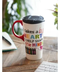 Evergreen Ceramic Travel Cup 17oz. Big Heart