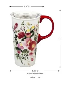 Evergreen Flag Ceramic Travel Cup, 17 OZ. ,w/box and Tritan Lid, Happy Life