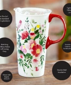 Evergreen Flag Ceramic Travel Cup, 17 OZ. ,w/box and Tritan Lid, Happy Life -Water Bottles Sales unnamed file 2647