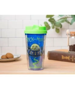 Silver Buffalo Rick and Morty Spaceship Googus 16-Ounce Double Wall Plastic Travel Mug -Water Bottles Sales unnamed file 2687