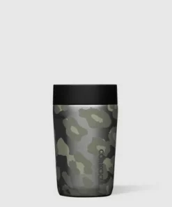 Corkcicle Commuter Cup 9 Ounce Insulated Stainless Steel Spill Proof Travel Coffee Mug with Sip Lid for Hot and Cold Drinks, Snow Leopard