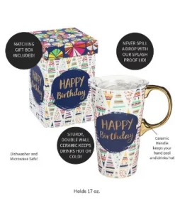 Evergreen Beautiful Birthday Confetti Ceramic Travel Cup with Lid - 5 x 4 x 7 Inches -Water Bottles Sales unnamed file 2709