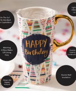Evergreen Beautiful Birthday Confetti Ceramic Travel Cup with Lid - 5 x 4 x 7 Inches -Water Bottles Sales unnamed file 2710