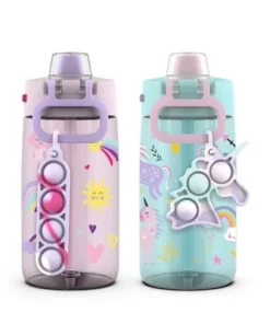 Ello 14oz 2pk Plastic Colby Pop! Water Bottles Rainbow And Unicorn