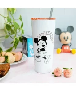 Mickey Mouse & Friends Silver Buffalo Disney Minnie & Mickey Kiss Hearts Stainless Steel Tumbler | Holds 22 Ounces -Water Bottles Sales unnamed file 320