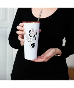 Mickey Mouse & Friends Silver Buffalo Disney Minnie & Mickey Kiss Hearts Stainless Steel Tumbler | Holds 22 Ounces -Water Bottles Sales unnamed file 323