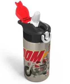 Zak Designs Kids Stainless Steel 15 oz. Durable Water Bottle Spout Cover Push Action Lid BPA-Free