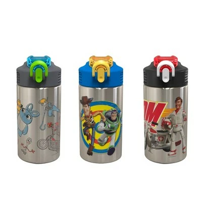 Zak Designs Kids Stainless Steel 15 oz. Durable Water Bottle Spout Cover Push Action Lid BPA-Free 4 Zak Designs Kids Stainless Steel 15 oz. Durable Water Bottle Spout Cover Push Action Lid BPA-Free - Image 2