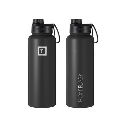 IRON FLASK 40oz Wide Mouth Sports Water Bottle - 3 Lids, Leak Proof, Double Walled Vacuum Insulated Midnight Black 4 IRON FLASK 40oz Wide Mouth Sports Water Bottle - 3 Lids, Leak Proof, Double Walled Vacuum Insulated Midnight Black - Image 2