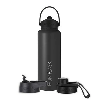 IRON FLASK 40oz Wide Mouth Sports Water Bottle - 3 Lids, Leak Proof, Double Walled Vacuum Insulated Midnight Black 7 IRON FLASK 40oz Wide Mouth Sports Water Bottle - 3 Lids, Leak Proof, Double Walled Vacuum Insulated Midnight Black - Image 5