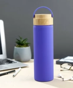 JoyJolt Glass Water Bottle with Carry Strap & Non Slip Silicone Sleeve - 20 oz - Purple