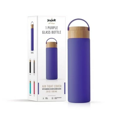 JoyJolt Glass Water Bottle with Carry Strap & Non Slip Silicone Sleeve - 20 oz - Purple 8 JoyJolt Glass Water Bottle with Carry Strap & Non Slip Silicone Sleeve - 20 oz - Purple - Image 6