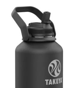Takeya 64oz Actives Insulated Stainless Steel Water Bottle with Straw Lid and Extra Large Carry Handle Pink