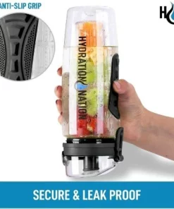 Hydration Nation Portable Water Bottle with Fruit Infuser for Healthy & Delicious Hydration